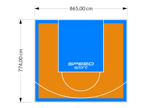 67M2/774X865CM POMARAŃCZOWO-BŁĘKITNE BOISKO DO KOSZYKÓWKI SPEEDSPORT HEXA POWER PRO