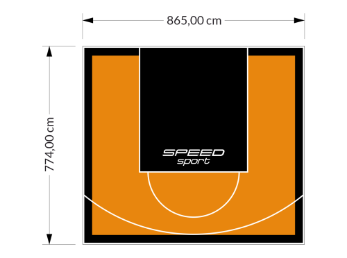 67M2/774X865CM POMARAŃCZOWO-CZARNE BOISKO DO KOSZYKÓWKI SPEEDSPORT HEXA POWER PRO