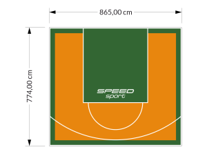 67M2/774X865CM POMARAŃCZOWO-ZIELONE BOISKO DO KOSZYKÓWKI SPEEDSPORT HEXA POWER PRO