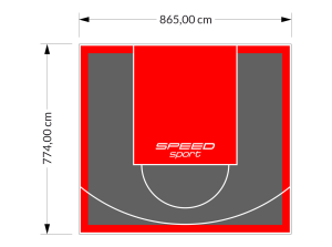 67M2/774X865CM GRAFITOWO-CZERWONE BOISKO DO KOSZYKÓWKI SPEEDSPORT HEXA POWER PRO