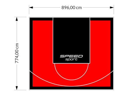 69M2/774X896CM CZERWONO-CZARNE BOISKO DO KOSZYKÓWKI SPEEDSPORT HEXA POWER PRO