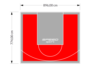 69M2/774X896CM CZERWONO-SZARE BOISKO DO KOSZYKÓWKI SPEEDSPORT HEXA POWER PRO