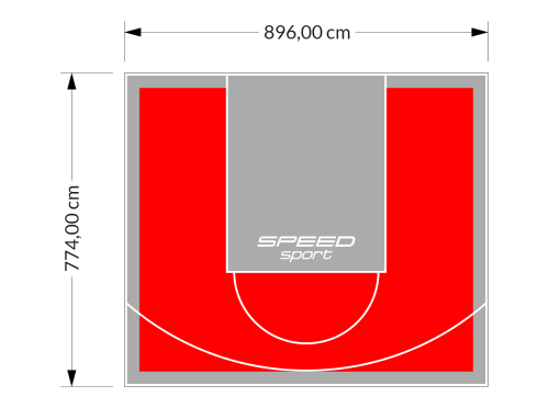 69M2/774X896CM CZERWONO-SZARE BOISKO DO KOSZYKÓWKI SPEEDSPORT HEXA POWER PRO