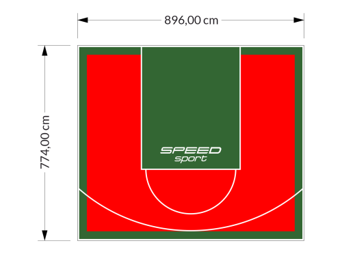 69M2/774X896CM CZERWONO-ZIELONE BOISKO DO KOSZYKÓWKI SPEEDSPORT HEXA POWER PRO