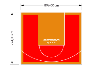 69M2/774X896CM CZERWONO-POMARAŃCZOWE BOISKO DO KOSZYKÓWKI SPEEDSPORT HEXA POWER PRO