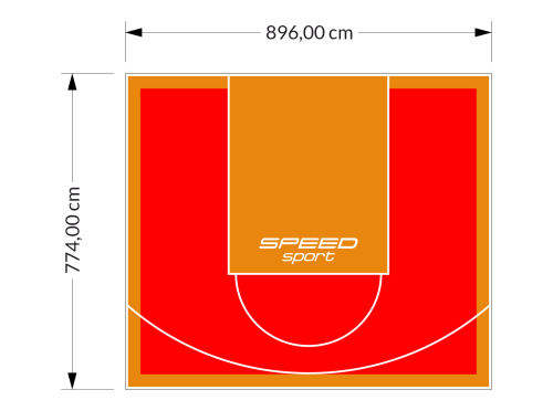 69M2/774X896CM CZERWONO-POMARAŃCZOWE BOISKO DO KOSZYKÓWKI SPEEDSPORT HEXA POWER PRO