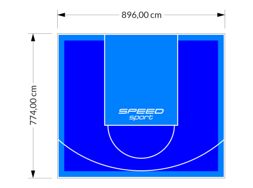 69M2/774X896CM NIEBIESKO-BŁĘKITNE BOISKO DO KOSZYKÓWKI SPEEDSPORT HEXA POWER PRO