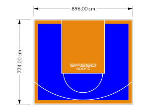 69M2/774X896CM NIEBIESKO-POMARAŃCZOWE BOISKO DO KOSZYKÓWKI SPEEDSPORT HEXA POWER PRO