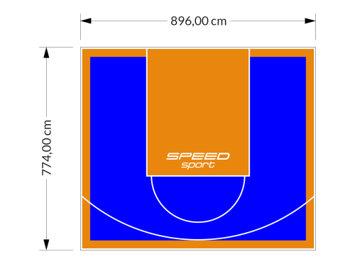 69M2/774X896CM NIEBIESKO-POMARAŃCZOWE BOISKO DO KOSZYKÓWKI SPEEDSPORT HEXA POWER PRO