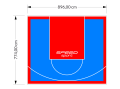 69M2/774X896CM BŁĘKITNO-CZERWONE BOISKO DO KOSZYKÓWKI SPEEDSPORT HEXA POWER PRO
