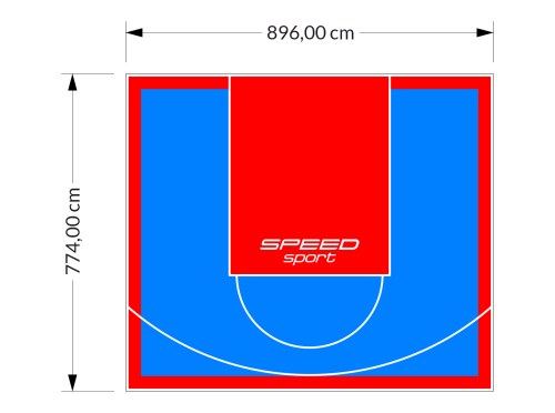 69M2/774X896CM BŁĘKITNO-CZERWONE BOISKO DO KOSZYKÓWKI SPEEDSPORT HEXA POWER PRO