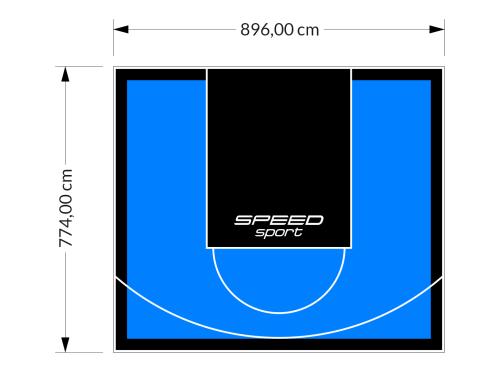 69M2/774X896CM BŁĘKITNO-CZARNE BOISKO DO KOSZYKÓWKI SPEEDSPORT HEXA POWER PRO