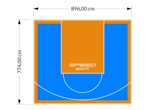 69M2/774X896CM BŁĘKITNO-POMARAŃCZOWE BOISKO DO KOSZYKÓWKI SPEEDSPORT HEXA POWER PRO