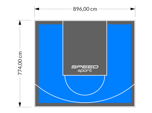 69M2/774X896CM BŁĘKITNO-GRAFITOWE BOISKO DO KOSZYKÓWKI SPEEDSPORT HEXA POWER PRO