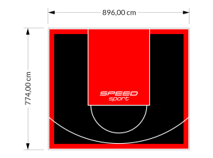 69M2/774X896CM CZARNO-CZERWONE BOISKO DO KOSZYKÓWKI SPEEDSPORT HEXA POWER PRO