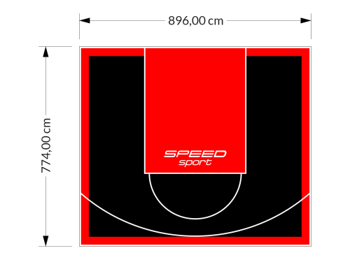 69M2/774X896CM CZARNO-CZERWONE BOISKO DO KOSZYKÓWKI SPEEDSPORT HEXA POWER PRO