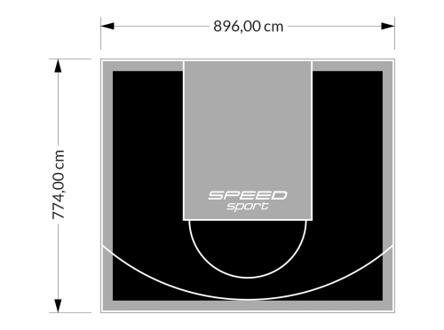 69M2/774X896CM CZARNO-SZARE BOISKO DO KOSZYKÓWKI SPEEDSPORT HEXA POWER PRO