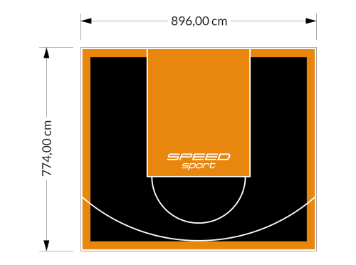 69M2/774X896CM CZARNO-POMARAŃCZOWE BOISKO DO KOSZYKÓWKI SPEEDSPORT HEXA POWER PRO