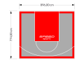 69M2/774X896CM SZARO-CZERWONE BOISKO DO KOSZYKÓWKI SPEEDSPORT HEXA POWER PRO