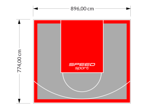 69M2/774X896CM SZARO-CZERWONE BOISKO DO KOSZYKÓWKI SPEEDSPORT HEXA POWER PRO