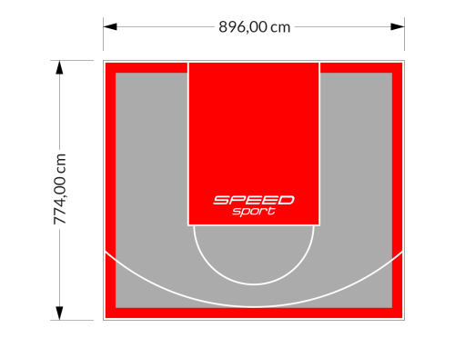 69M2/774X896CM SZARO-CZERWONE BOISKO DO KOSZYKÓWKI SPEEDSPORT HEXA POWER PRO
