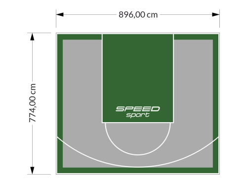 69M2/774X896CM SZARO-ZIELONE BOISKO DO KOSZYKÓWKI SPEEDSPORT HEXA POWER PRO