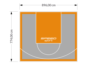 69M2/774X896CM SZARO-POMARAŃCZOWE BOISKO DO KOSZYKÓWKI SPEEDSPORT HEXA POWER PRO