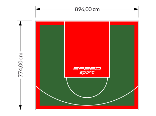 69M2/774X896CM ZIELONO-CZERWONE BOISKO DO KOSZYKÓWKI SPEEDSPORT HEXA POWER PRO
