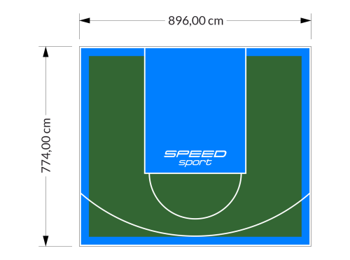 69M2/774X896CM ZIELONO-BŁĘKITNE BOISKO DO KOSZYKÓWKI SPEEDSPORT HEXA POWER PRO
