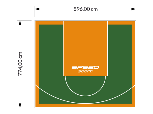 69M2/774X896CM ZIELONO-POMARAŃCZOWE BOISKO DO KOSZYKÓWKI SPEEDSPORT HEXA POWER PRO
