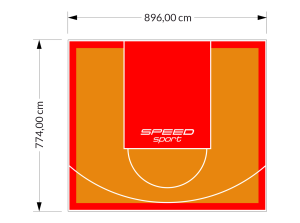 69M2/774X896CM POMARAŃCZOWO-CZERWONE BOISKO DO KOSZYKÓWKI SPEEDSPORT HEXA POWER PRO