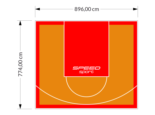 69M2/774X896CM POMARAŃCZOWO-CZERWONE BOISKO DO KOSZYKÓWKI SPEEDSPORT HEXA POWER PRO