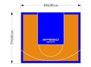 69M2/774X896CM POMARAŃCZOWO-NIEBIESKIE BOISKO DO KOSZYKÓWKI SPEEDSPORT HEXA POWER PRO