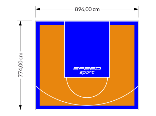 69M2/774X896CM POMARAŃCZOWO-NIEBIESKIE BOISKO DO KOSZYKÓWKI SPEEDSPORT HEXA POWER PRO