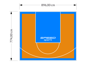 69M2/774X896CM POMARAŃCZOWO-BŁĘKITNE BOISKO DO KOSZYKÓWKI SPEEDSPORT HEXA POWER PRO