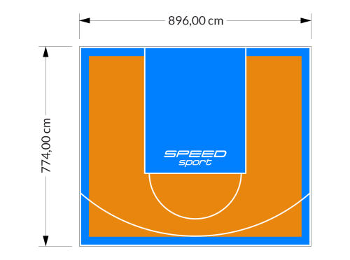 69M2/774X896CM POMARAŃCZOWO-BŁĘKITNE BOISKO DO KOSZYKÓWKI SPEEDSPORT HEXA POWER PRO
