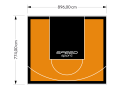 69M2/774X896CM POMARAŃCZOWO-CZARNE BOISKO DO KOSZYKÓWKI SPEEDSPORT HEXA POWER PRO