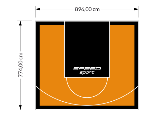 69M2/774X896CM POMARAŃCZOWO-CZARNE BOISKO DO KOSZYKÓWKI SPEEDSPORT HEXA POWER PRO