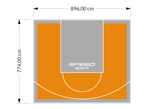 69M2/774X896CM POMARAŃCZOWO-SZARE BOISKO DO KOSZYKÓWKI SPEEDSPORT HEXA POWER PRO
