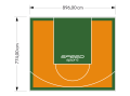 69M2/774X896CM POMARAŃCZOWO-ZIELONE BOISKO DO KOSZYKÓWKI SPEEDSPORT HEXA POWER PRO