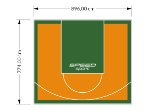 69M2/774X896CM POMARAŃCZOWO-ZIELONE BOISKO DO KOSZYKÓWKI SPEEDSPORT HEXA POWER PRO