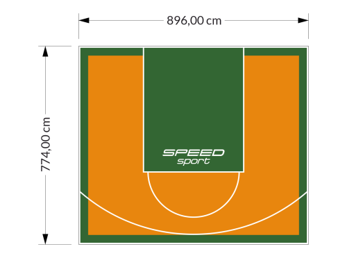 69M2/774X896CM POMARAŃCZOWO-ZIELONE BOISKO DO KOSZYKÓWKI SPEEDSPORT HEXA POWER PRO