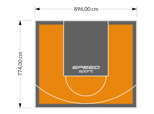 69M2/774X896CM POMARAŃCZOWO-GRAFITOWE BOISKO DO KOSZYKÓWKI SPEEDSPORT HEXA POWER PRO