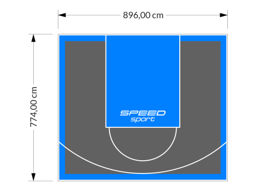 69M2/774X896CM GRAFITOWO-BŁĘKITNE BOISKO DO KOSZYKÓWKI SPEEDSPORT HEXA POWER PRO