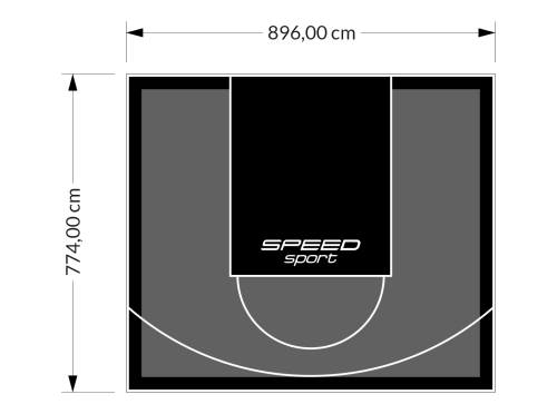69M2/774X896CM GRAFITOWO-CZARNE BOISKO DO KOSZYKÓWKI SPEEDSPORT HEXA POWER PRO