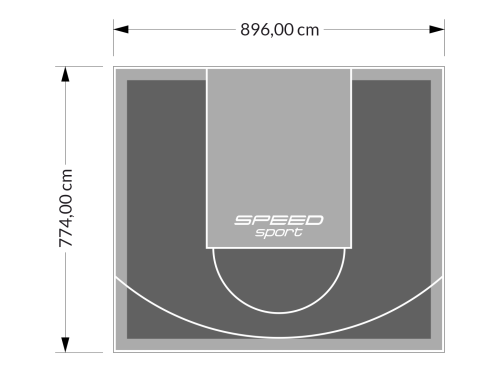 69M2/774X896CM GRAFITOWO-SZARE BOISKO DO KOSZYKÓWKI SPEEDSPORT HEXA POWER PRO