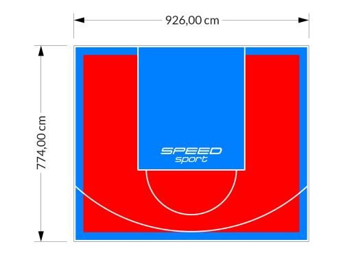 72M2/774X926CM CZERWONO-BŁĘKITNE BOISKO DO KOSZYKÓWKI SPEEDSPORT HEXA POWER PRO