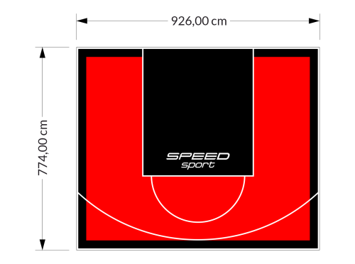 72M2/774X926CM CZERWONO-CZARNE BOISKO DO KOSZYKÓWKI SPEEDSPORT HEXA POWER PRO