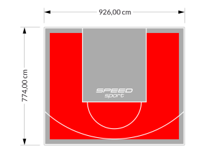 72M2/774X926CM CZERWONO-SZARE BOISKO DO KOSZYKÓWKI SPEEDSPORT HEXA POWER PRO