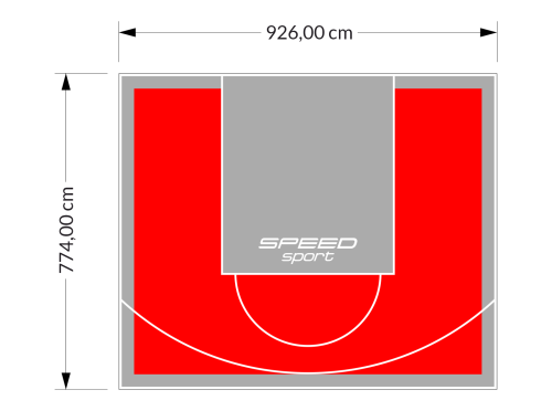 72M2/774X926CM CZERWONO-SZARE BOISKO DO KOSZYKÓWKI SPEEDSPORT HEXA POWER PRO